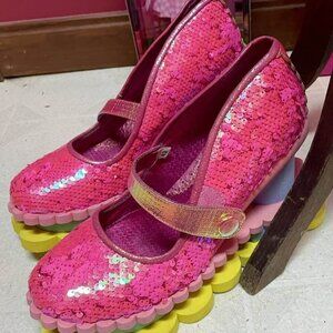 Pink sequin shoes